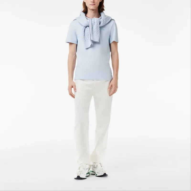 LACOSTE Stretch Piqué Stripe Collar T shirt-3