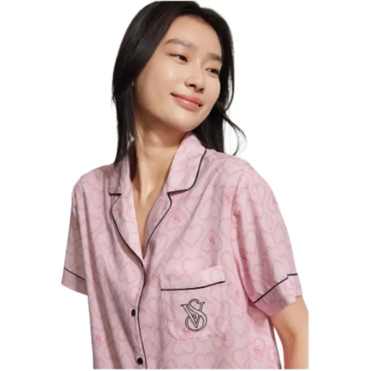 Victoria's Secret Pajama Set Women's Pink Heart Print-1