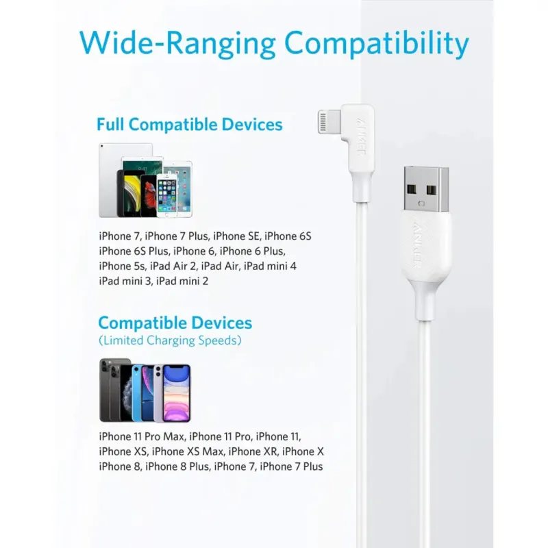 ANKER Y2330H21 One Drag One A To Lightning Right Angle 6' USB-A Cables-2