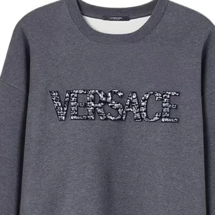 VERSACE Logo Embellished Crewneck Sweatshirt-4