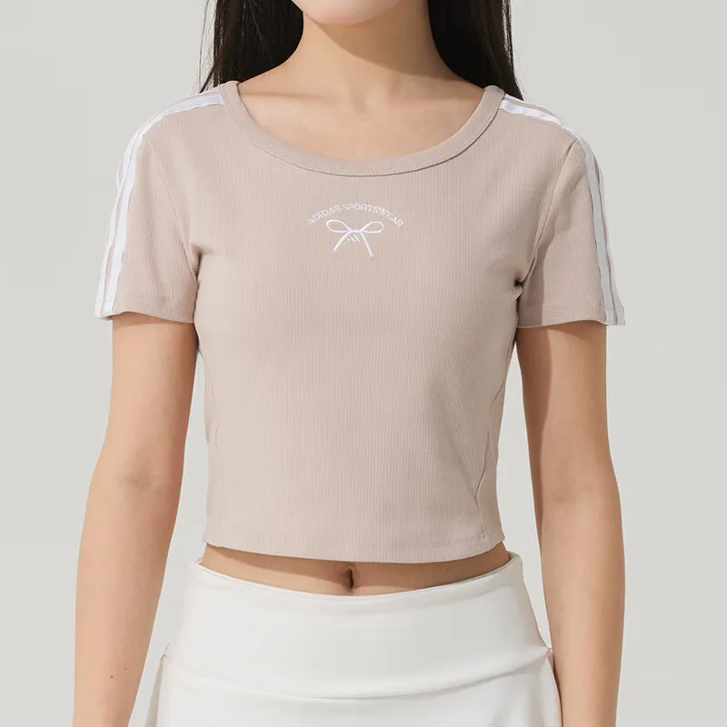 Adidas T Shirt Women's Gray Tan Brown-3