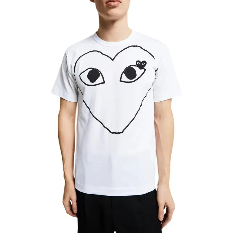 CDG Play T Shirts Unisex White-1
