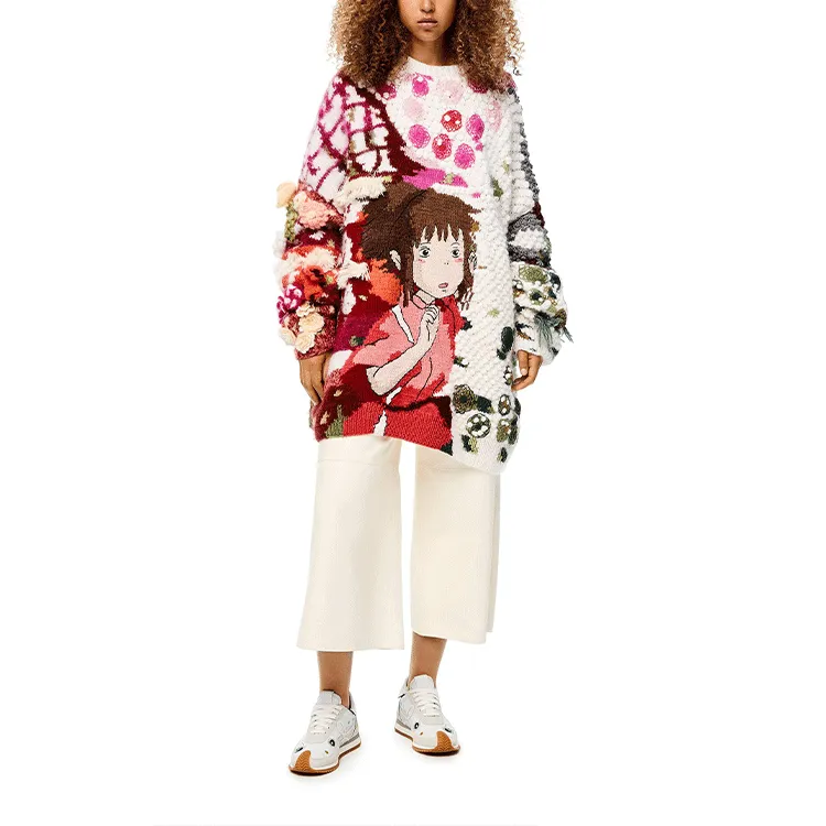 LOEWE QIANYUQIANXUN SS22 Loose Fit Sweater Women's Multicolor-1