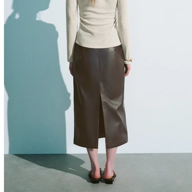 URBAN REVIVO Leather Long Skirts Women's-3