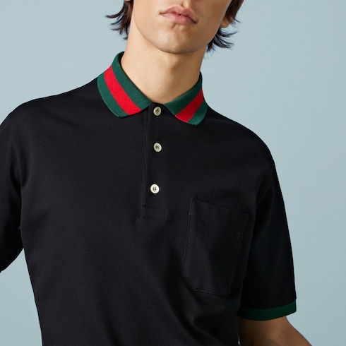 ピピン@(黒) GUCCI Web-stripe Piqué Polo Shirt XL - POIZON