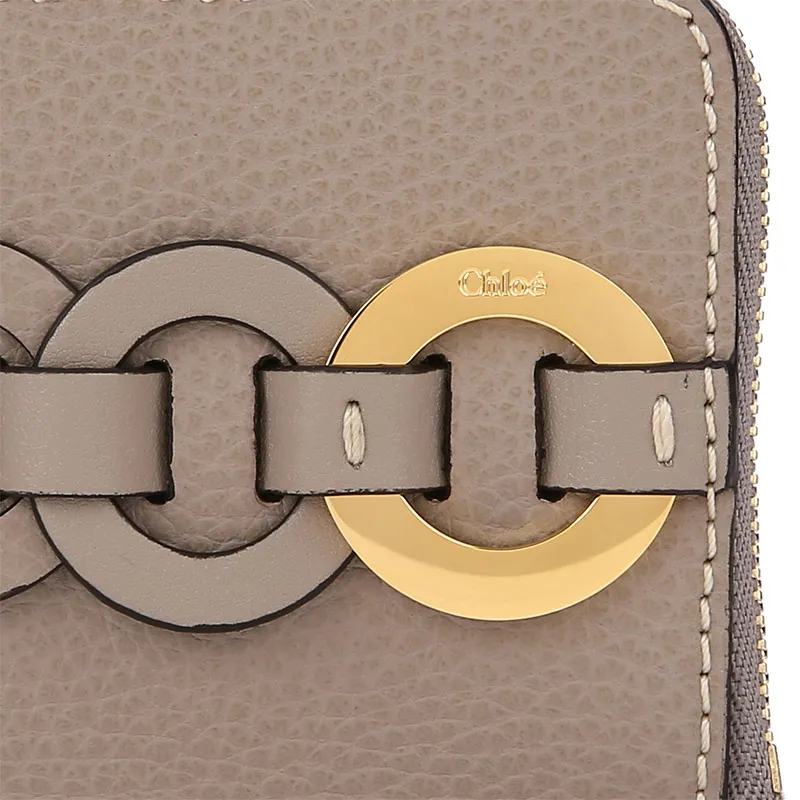 Chloe Chloé Bags Grain Patchwork Cow Leather Coin Purse Women's Gray-5