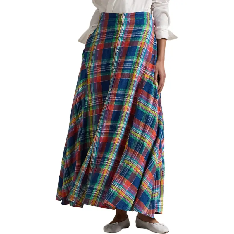 Polo Ralph Lauren Plaid Linen Skirt-2
