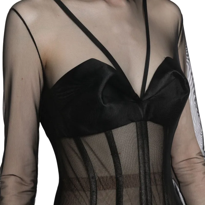 VERSACE Long-Sleeved Dresses Women's Black-4