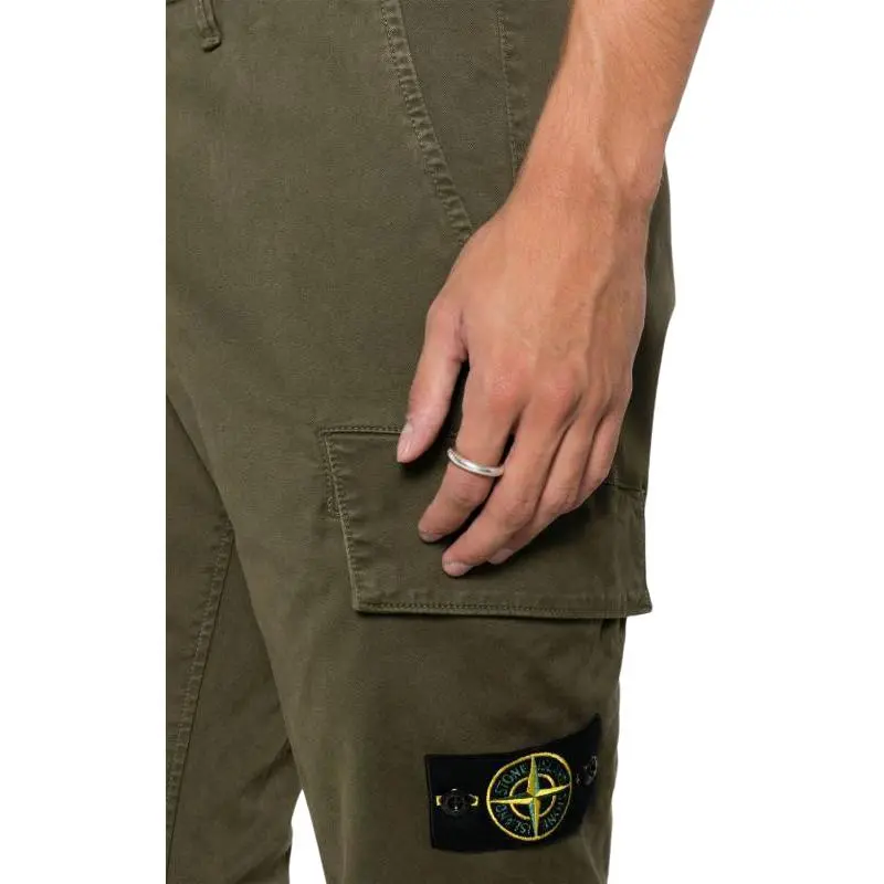 STONE ISLAND Mid Rise Tapered Cargo Trousers-4
