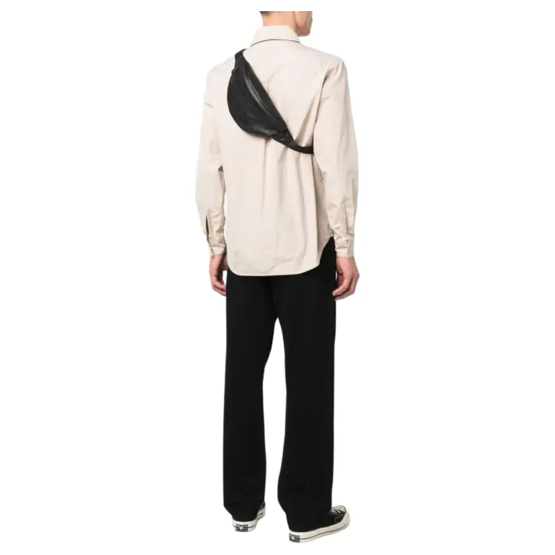 LONGCHAMP Cow Leather Sling Bag Fanny Pack Crossbody Bags Medium Size Women's Black-3