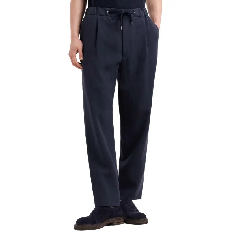 Emporio Armani Single pleat Linen canvas Trousers-2