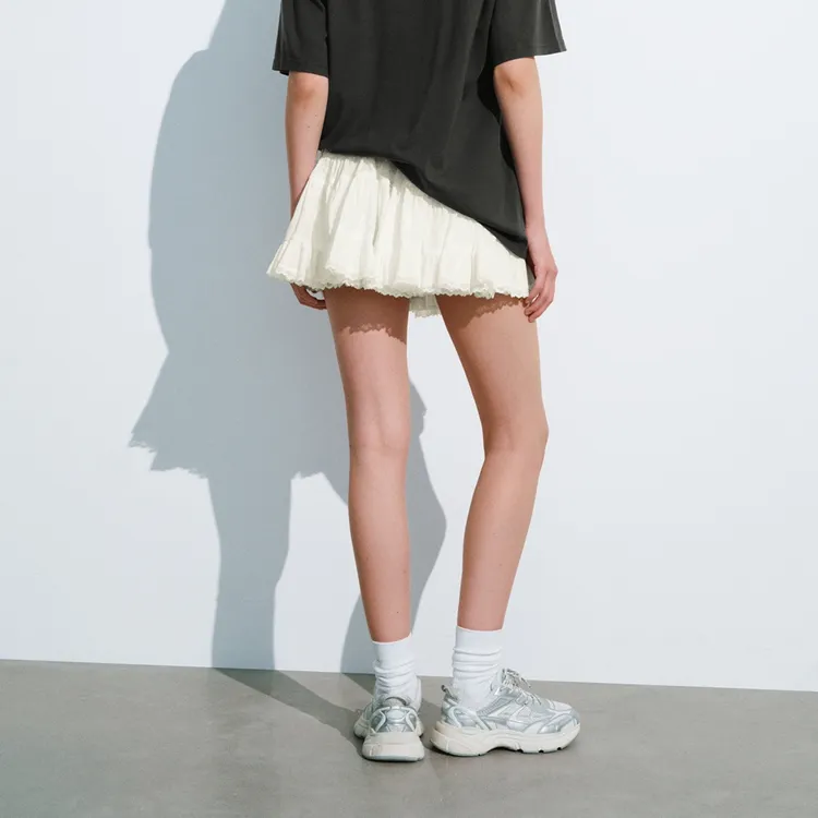 URBAN REVIVO Casual Short Skirts Women's Ecru-3