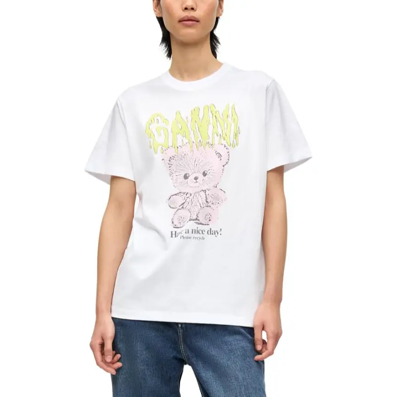 GANNI Logo Printed Crewneck T Shirt-1