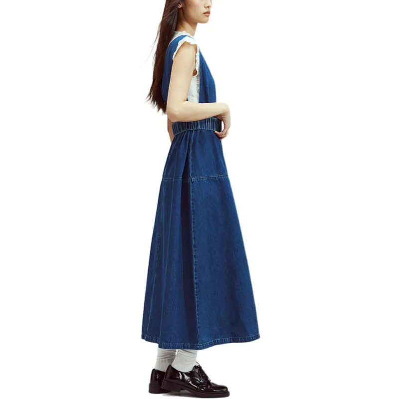 H&M Sleeveless Dress Women's Dark Denim Blue-1