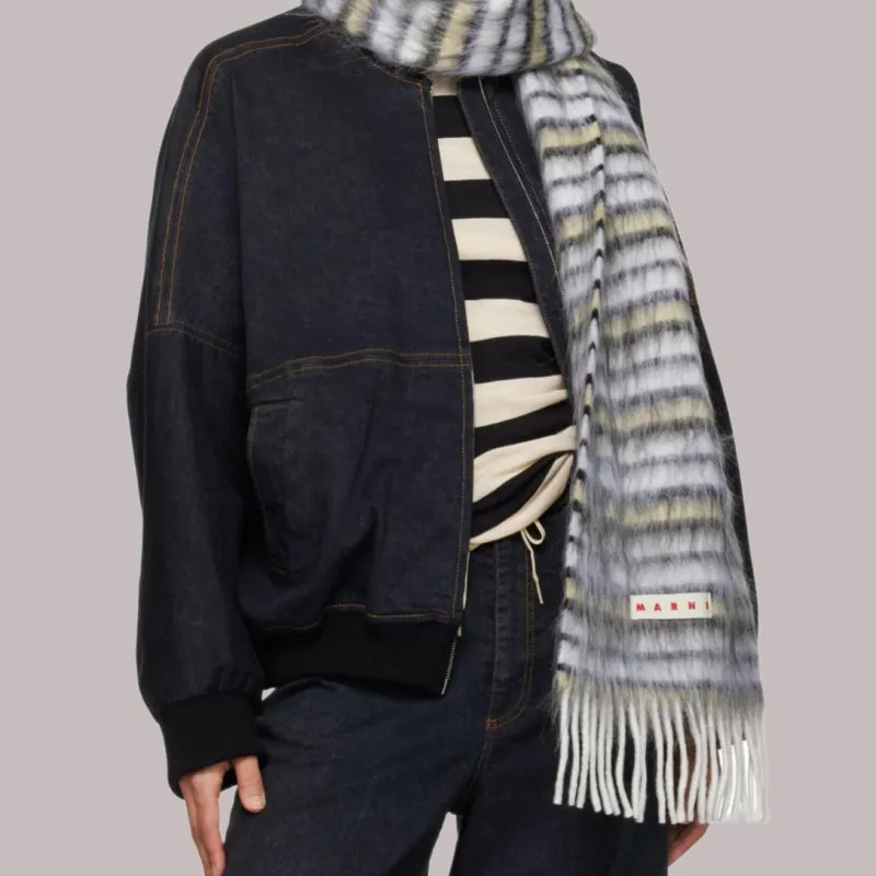 MARNI Wool Mohair Alpaca Polyamide Knit Scarves Women's Multicolor-2