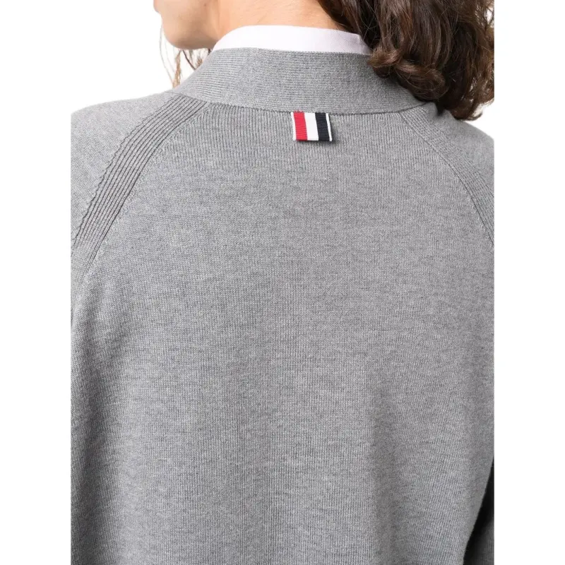 THOM BROWNE 4 Bar Long Sleeved Knit Cardigan-4