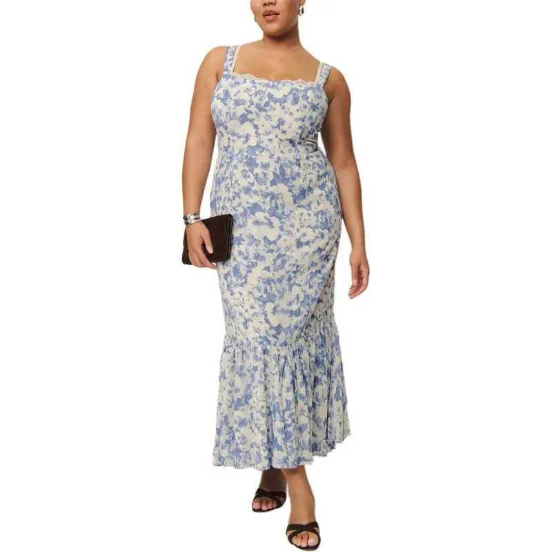 REFORMATION Irisa Dress Slip Dress Women's Blue-4