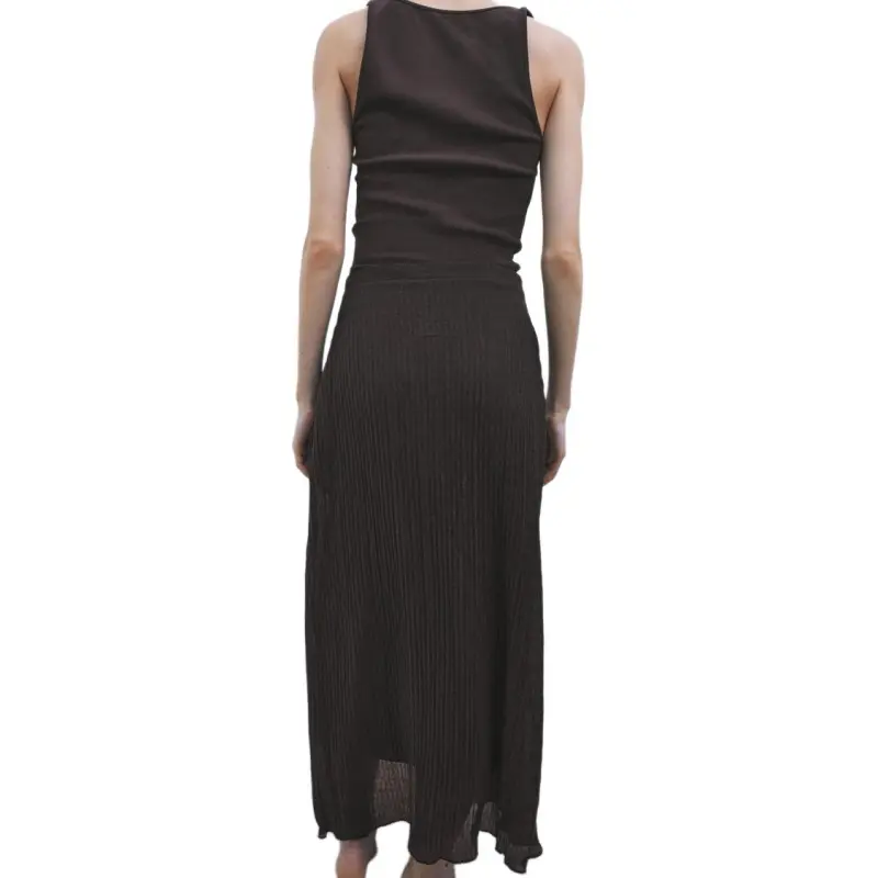 ZARA Sleeveless Dress Women's Brown-3