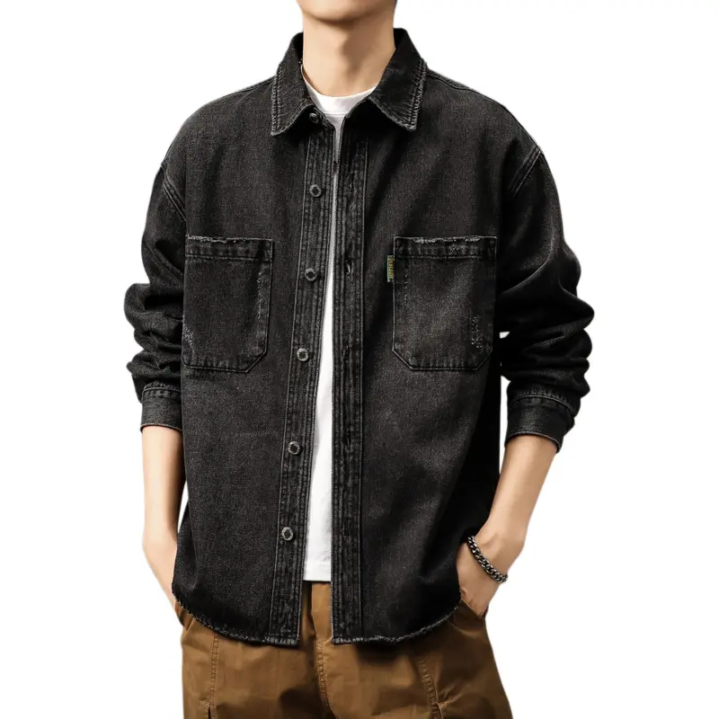 Devanro Denim Jacket Men's Black-1