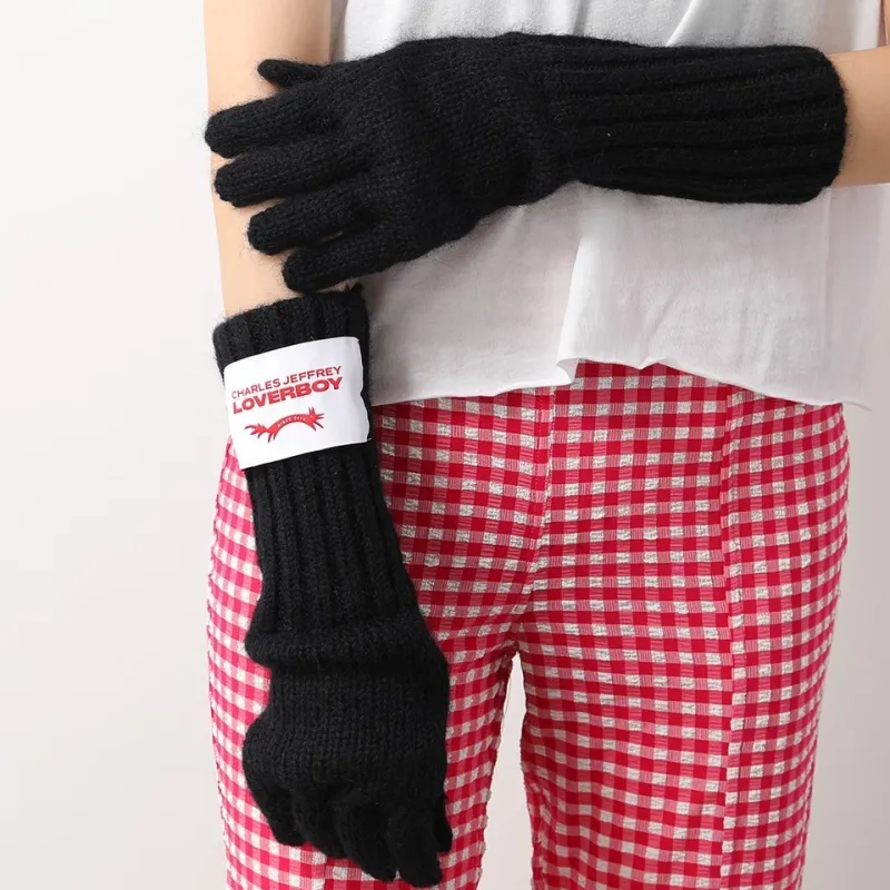 CHARLES JEFFREY Logo patch Knitted Gloves-2