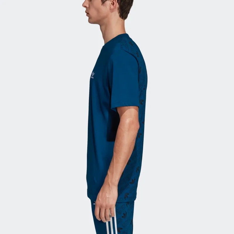 Adidas Originals Clover Series Outfit T Shirt Men's Marine Blue-4