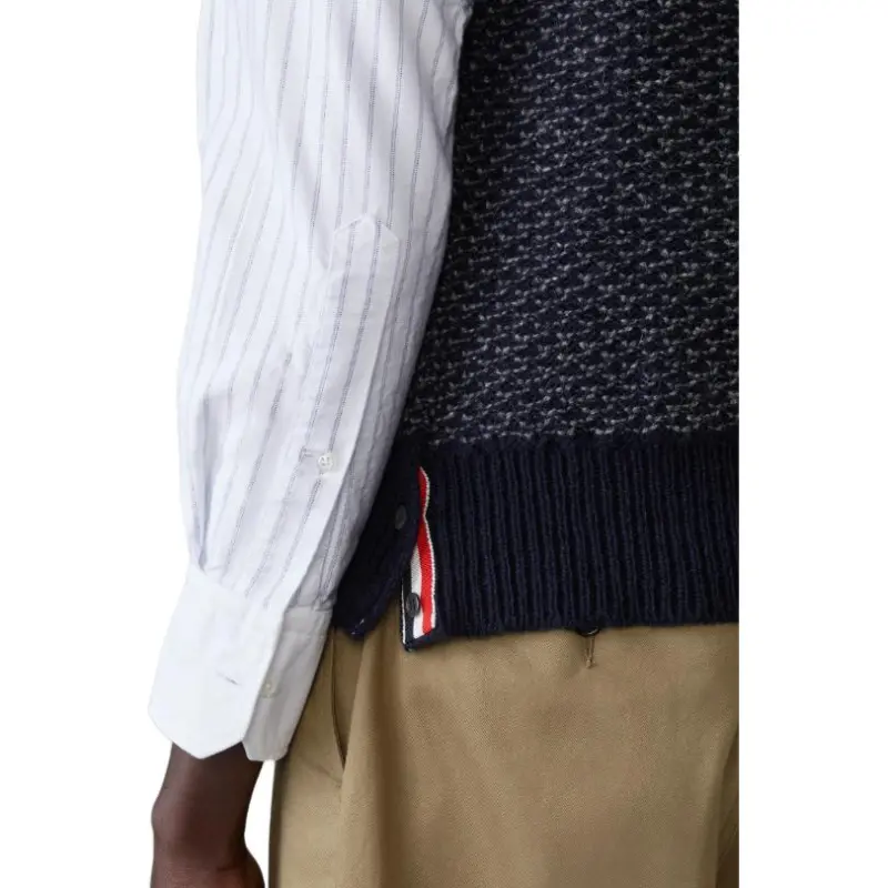 THOM BROWNE 4 Bar Textured knit Vest-4