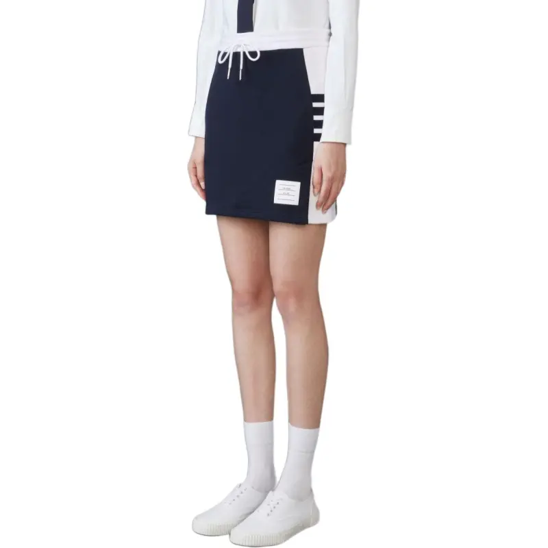 THOM BROWNE Classic Four Stripe Knit Mini Skirt-2