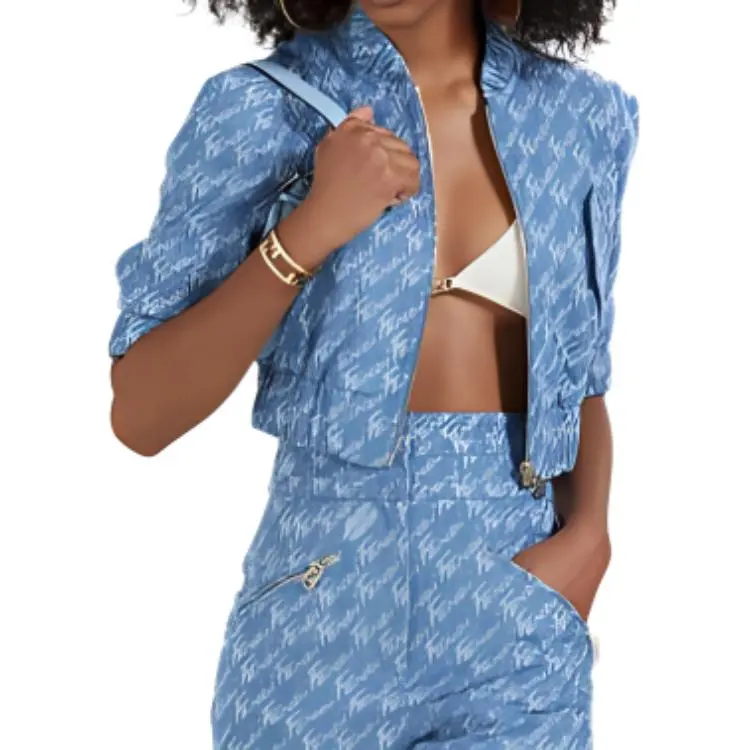 FENDI SS22 Cropped Coats Women's Light Blue-3