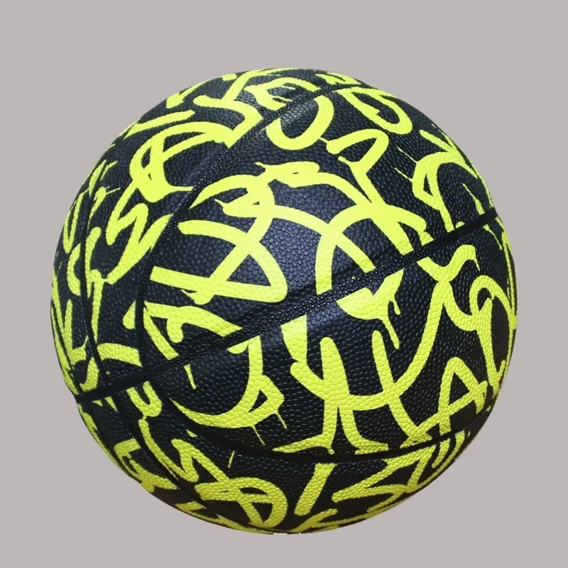 THREEHUAN PU Basketball Graffiti Fluid Yellow Size 7 Training Unisex-2