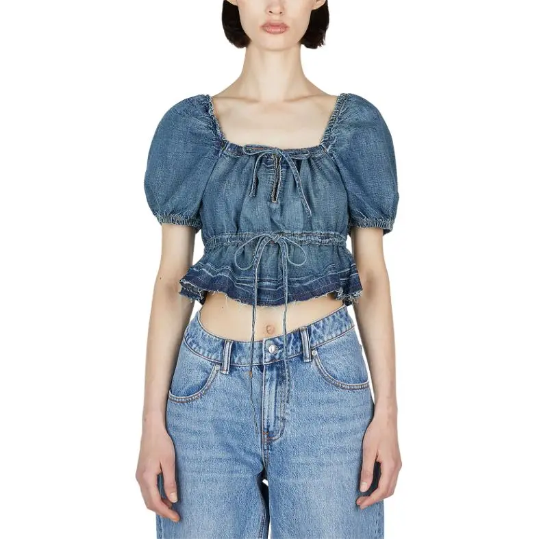 GANNI Crop Tops Women's Blue-2