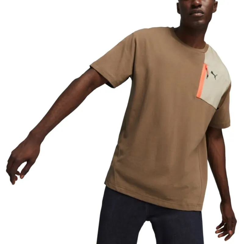 PUMA Basic OPEN ROAD T Shirt Men's Chocolate Chip 93-1