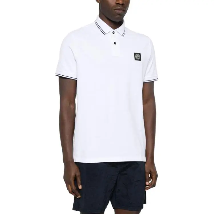 STONE ISLAND Logo Patch Short Sleeved Polo Shirt-3