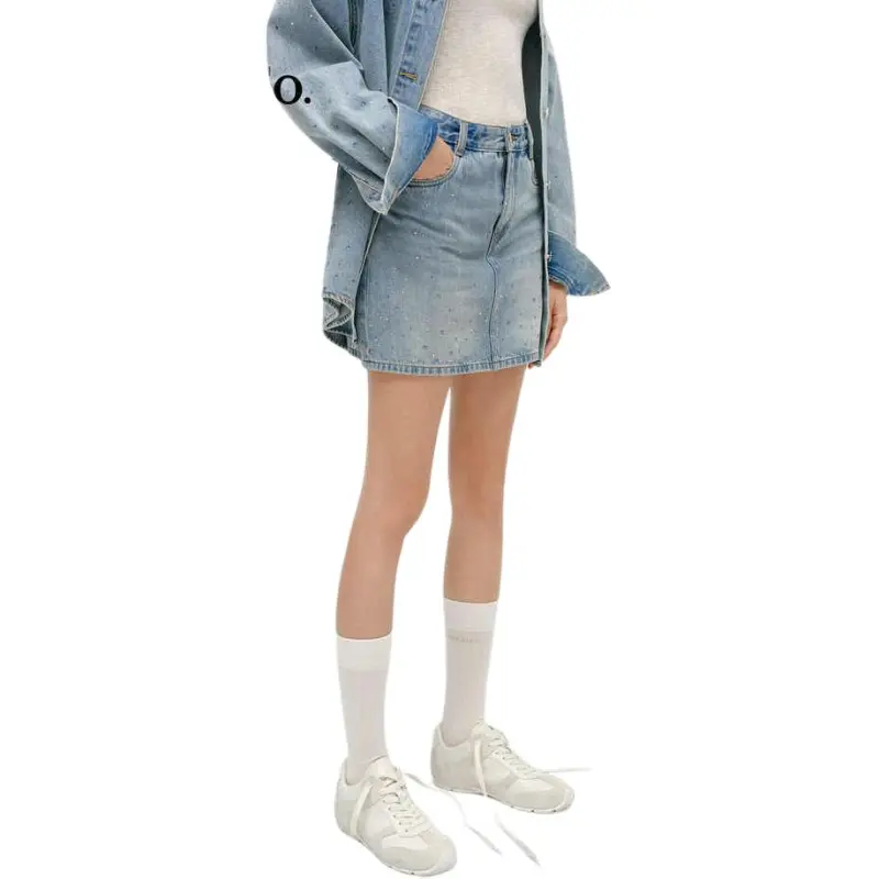 MOCO Denim Short Skirts Women's Blue-4