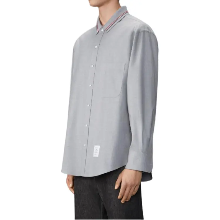 THOM BROWNE Rwb Striped Curved Hem Shirt-3