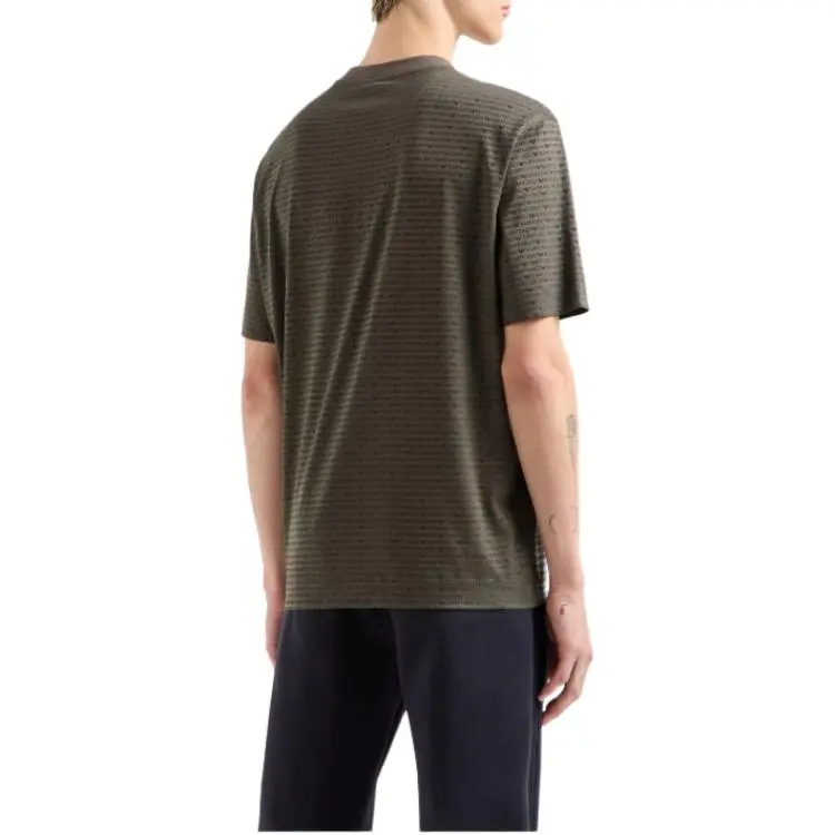 EMPORIO ARMANI Lyocell blend Jersey T shirt With All over Flocked Logo Lettering-3