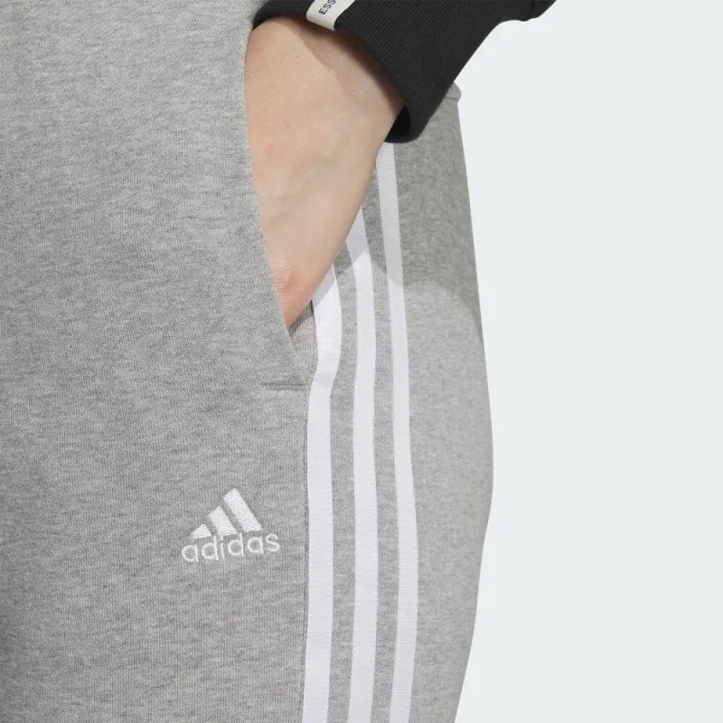 Adidas Three Stripe Terry Tapered Pants Knitted Sports Pants Women's Gray-4