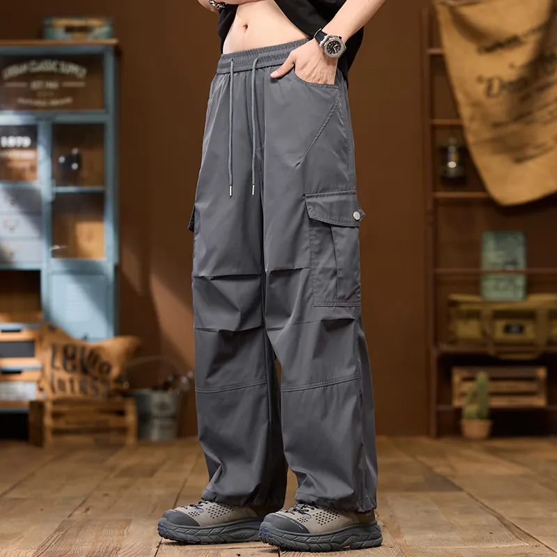 FAIRWHALE Casual Pants Men Stone Gray-3