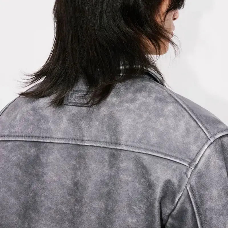 KENZO SS25 Leather Jacket Men's Mist Gray-8