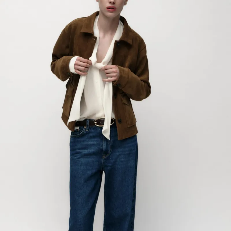 ZARA Jackets & Coats Women's Brown-3