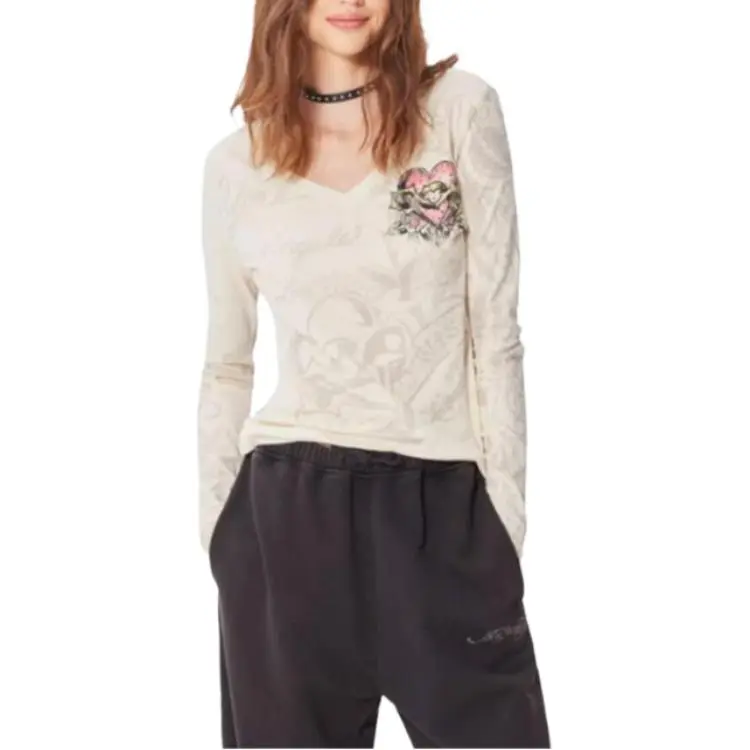 Ed Hardy T Shirt Women's Ivory White-4