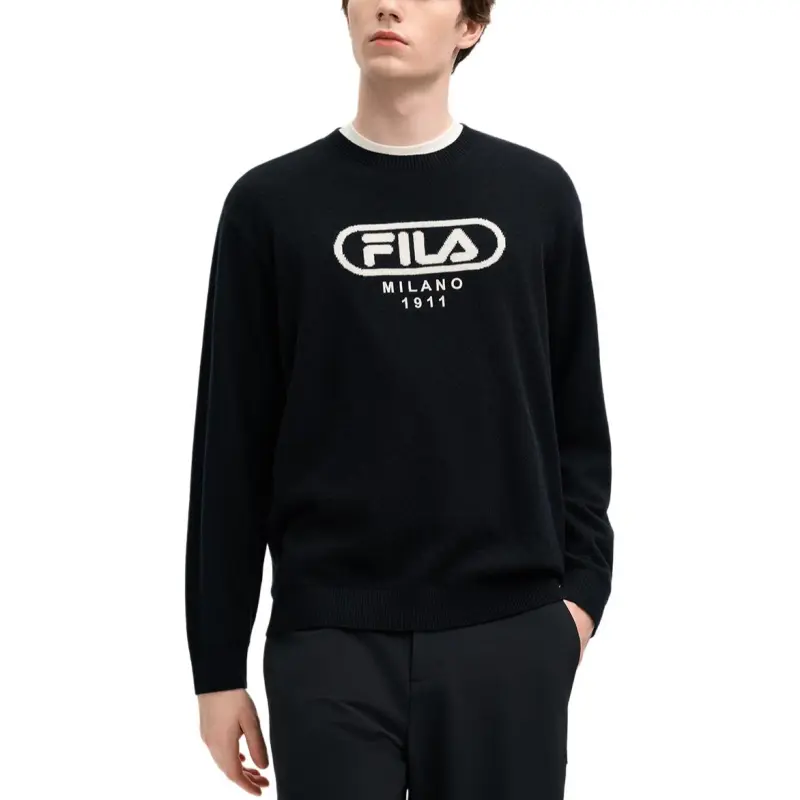 FILA FILA MILANO Italy Version Luxury Style Sports Collection 1911 Knitwear Men's Jet Black-2