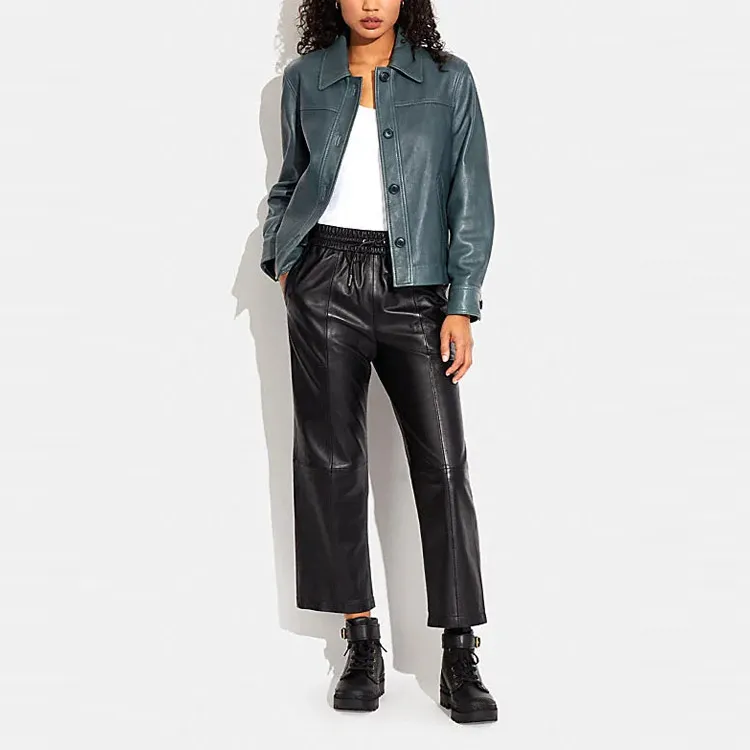 COACH Leather Jackets Women's Green-1