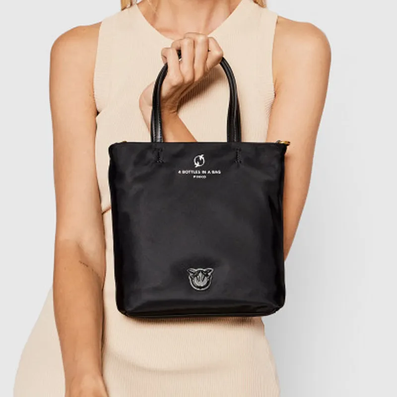 PINKO Tote Bag Shopping Bag Shoulder Bag Crossbody Bag Handbag Medium Size Unisex Black-5