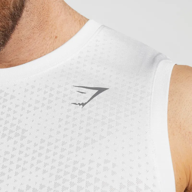 GYMSHARK Tank Top Men's White/Smoke Gray-4