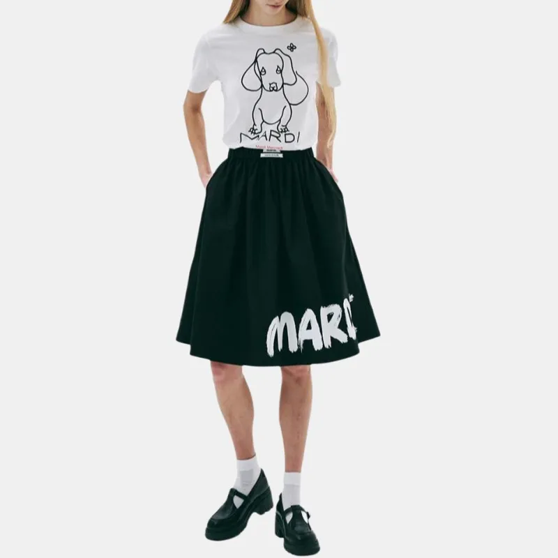 MARDI MERCREDI T Shirt Women's Ivory Black Korean Style-4