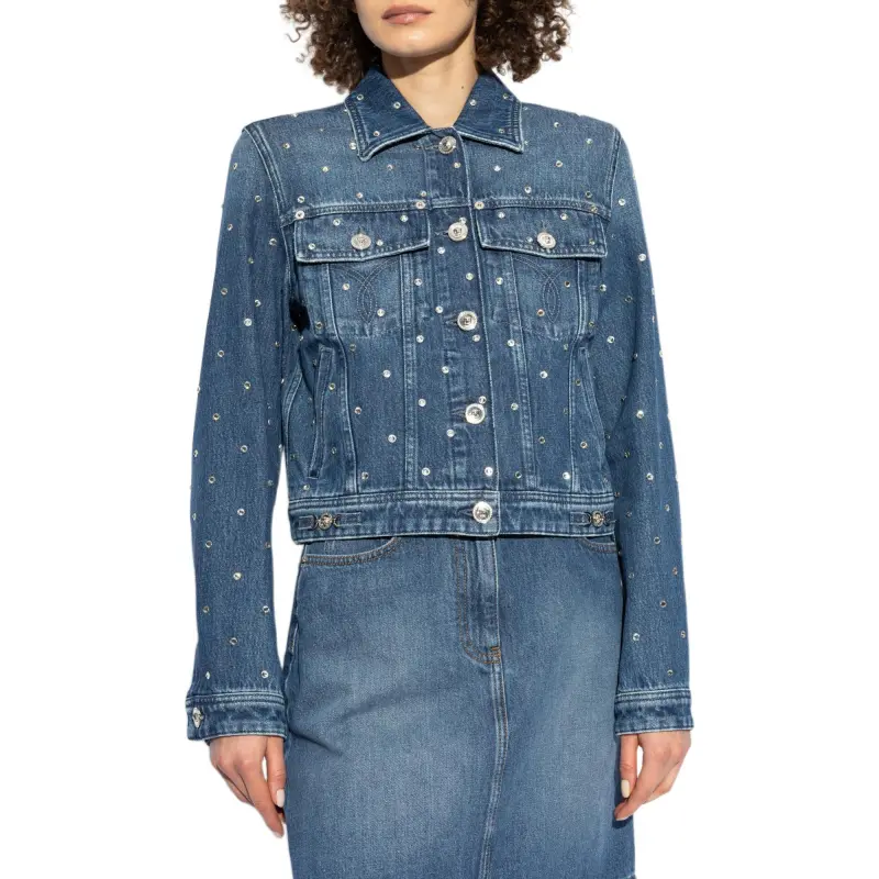 VERSACE Shimmering Appliques Denim Jacket-1