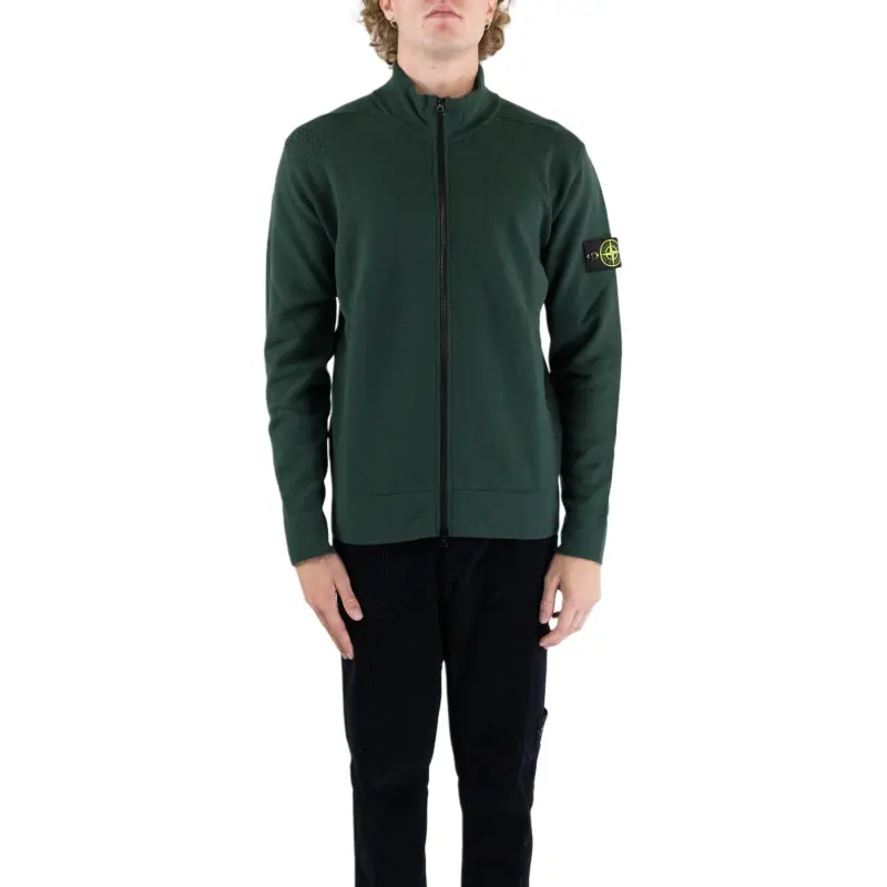 STONE ISLAND Logo Patch Zip Up Cardigan-2
