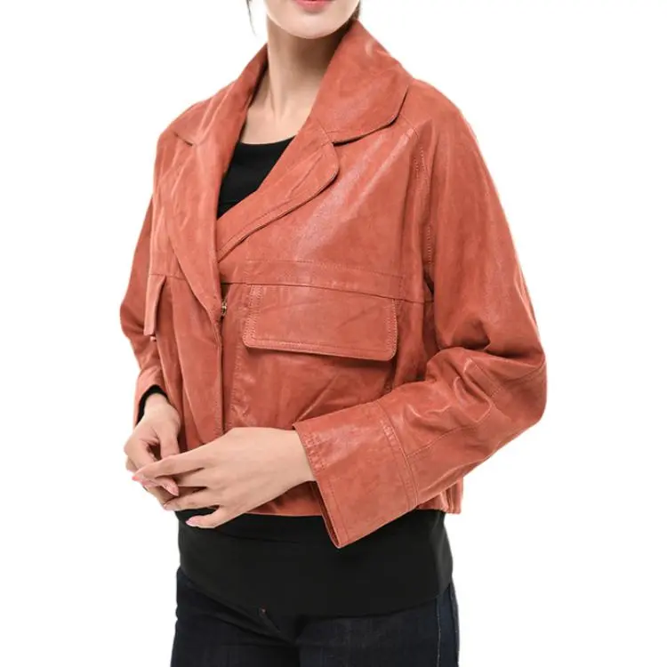 GIORGIO ARMANI Leather Jacket Women's Pink-2