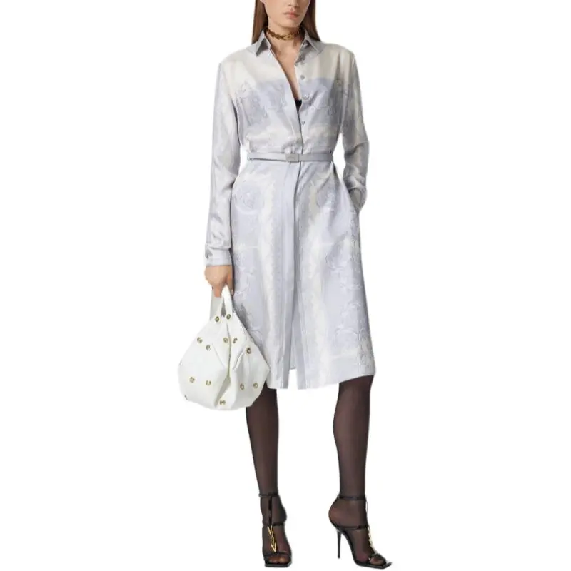 VERSACE Barocco Printed Belted Shirt Dress-1