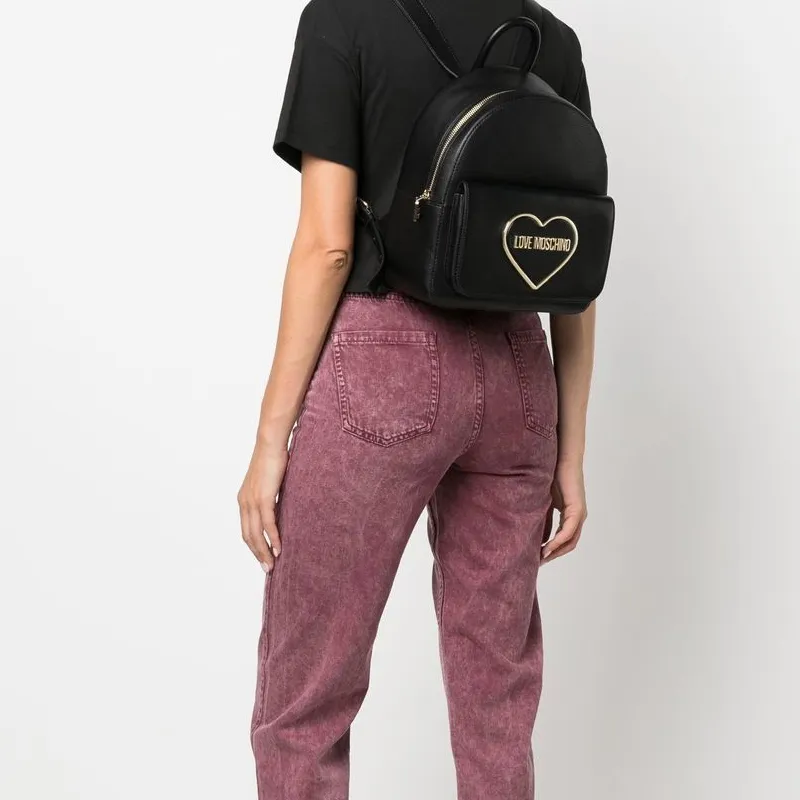 LOVE MOSCHINO Polyurethane Backpack Women's Black-4